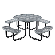 Global Industrial Expanded Steel Picnic Table, Round, 46" Dia x 29.5"h, Gray Top, Gray Base/Legs (GBE277150GY)
