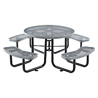 Global Industrial Expanded Steel Picnic Table, Round, 46" Dia x 29.5"h, Gray Top, Gray Base/Legs (GBE277150GY)