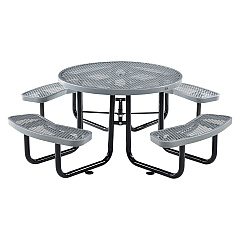 Global Industrial Expanded Steel Picnic Table, Round, 46" Dia x 29.5"h, Gray Top, Gray Base/Legs (GBE277150GY)