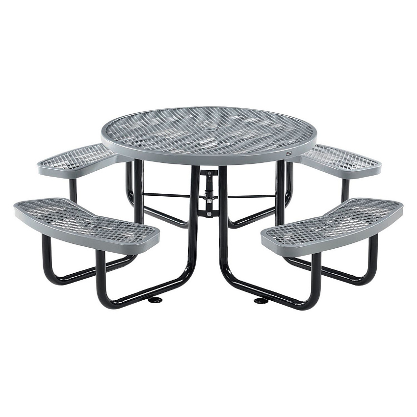 Global Industrial Expanded Steel Picnic Table, Round, 46" Dia x 29.5"h, Gray Top, Gray Base/Legs (GBE277150GY)