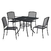 Global Industrial Interion Mesh Cafe Table and Chair Sets, Square, 36 x 36 x 29, Black Top, Black Base/Legs (GBE695974)