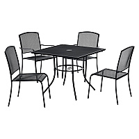 Global Industrial Interion Mesh Cafe Table and Chair Sets, Square, 36 x 36 x 29, Black Top, Black Base/Legs (GBE695974)