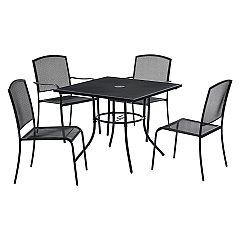 Global Industrial Interion Mesh Cafe Table and Chair Sets, Square, 36 x 36 x 29, Black Top, Black Base/Legs (GBE695974)