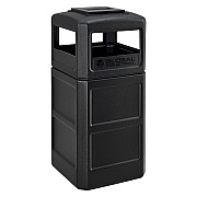 Global Industrial Square Plastic Waste Receptacle, Ashtray Lid with Open Sides, 42 gal, Black (GBE641540BK)