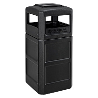 Global Industrial Square Plastic Waste Receptacle, Ashtray Lid with Open Sides, 42 gal, Black (GBE641540BK)