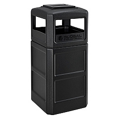 Global Industrial Square Plastic Waste Receptacle, Ashtray Lid with Open Sides, 42 gal, Black (GBE641540BK)