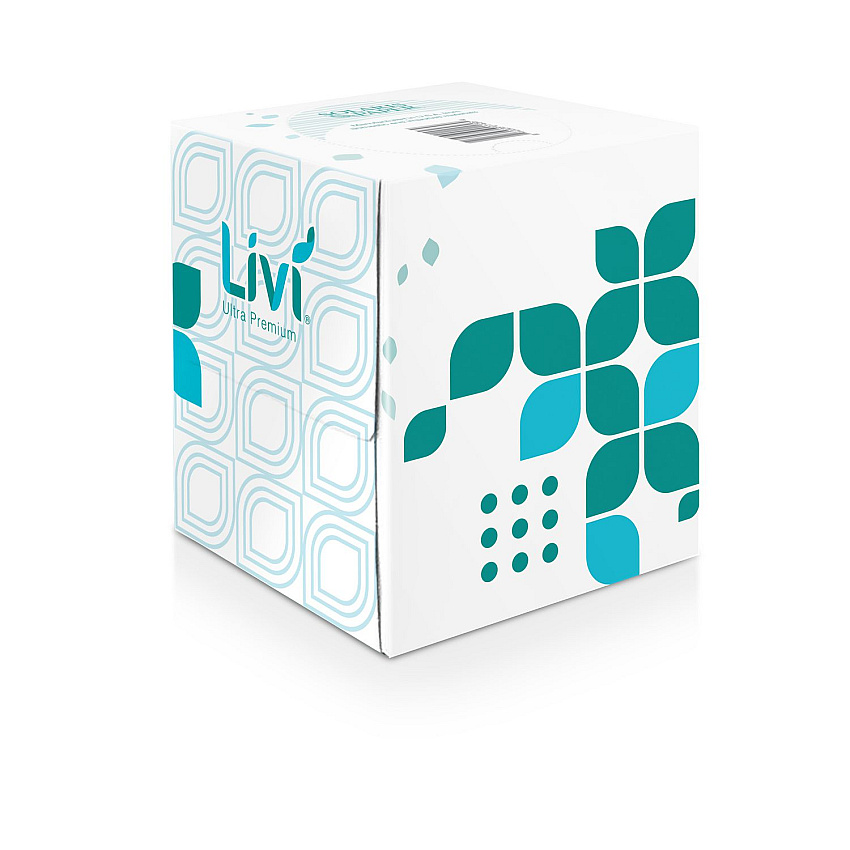 Livi Ultra Premium Facial Tissue, 2-Ply, White, Cube Box, 80 Sheets/Box, 4 Boxes/Pack, 6 Packs/Carton (SOL192101)