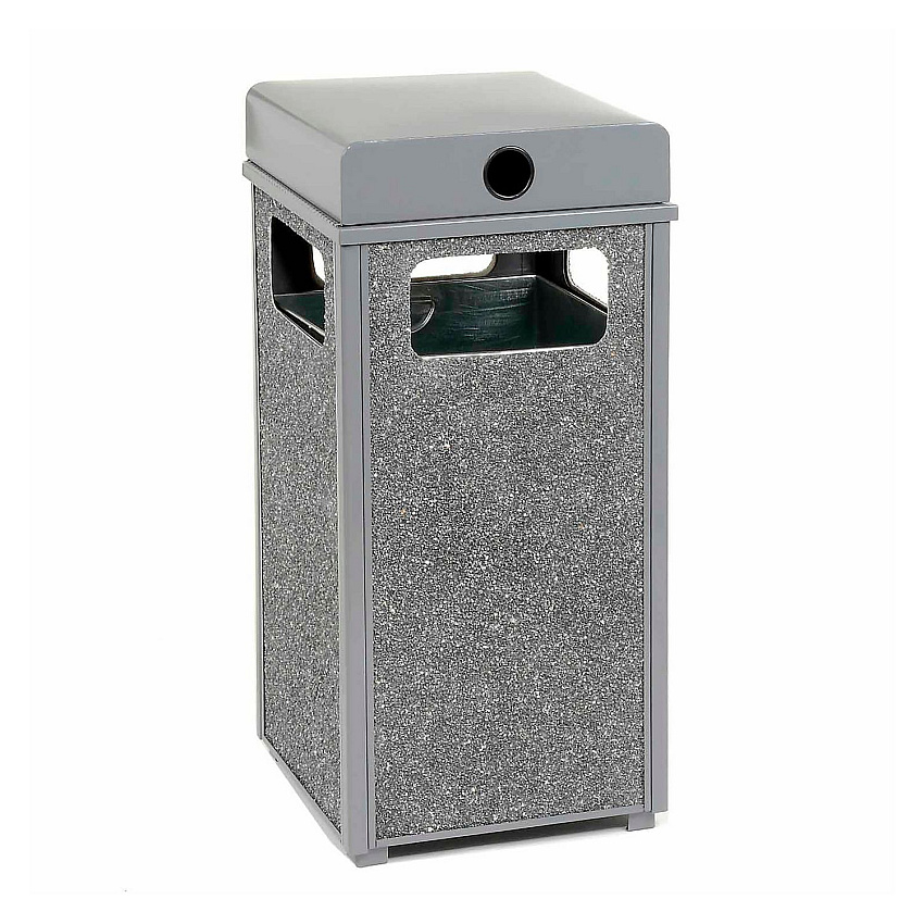 Global Industrial Stone Panel All Weather Trash Receptacle Urn, 24 gal, Steel, Gray (GBE238241GY)