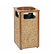 Global Industrial Stone Panel All Weather Trash Receptacle Urn, Open Ashtray Top, 24 gal, Steel, Brown (GBE238243BN)