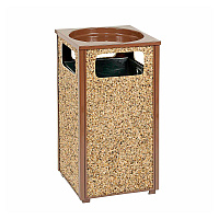 Global Industrial Stone Panel All Weather Trash Receptacle Urn, Open Ashtray Top, 24 gal, Steel, Brown (GBE238243BN)