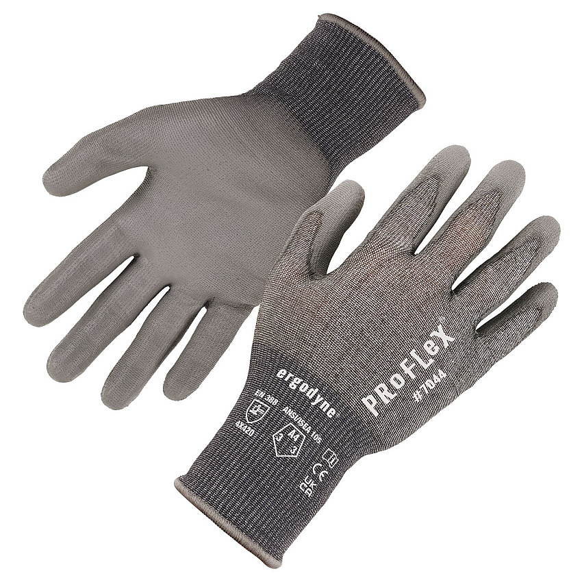 ergodyne ProFlex 7044 ANSI A4 PU Coated CR Gloves, Gray, X-Small, Pair (EGO10491)