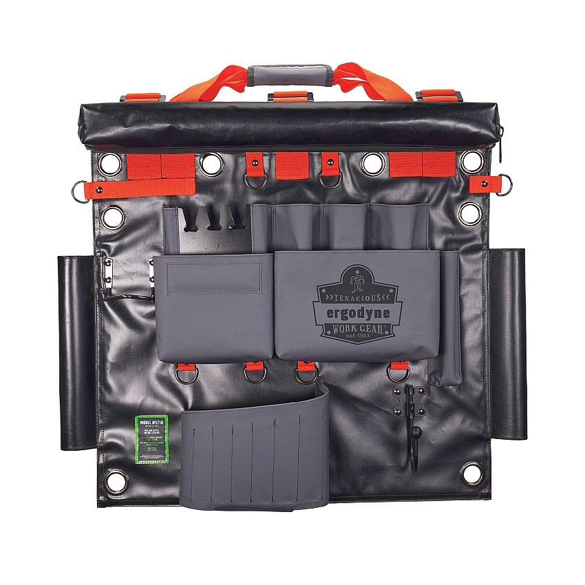 ergodyne Arsenal 5710 Bucket Truck Tool Board, Tethering Points, 8 Compartments, 24" x 22", Tarpaulin, Gray (EGO13699)