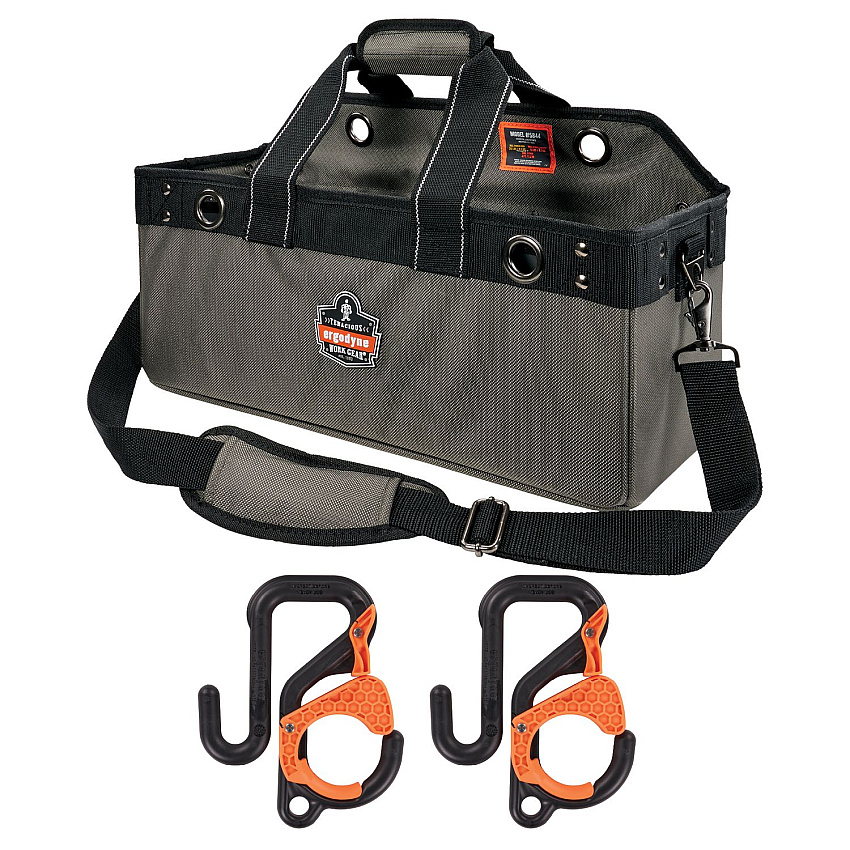 ergodyne Arsenal 5846 Bucket Truck Tool Bag, Locking Aerial Bucket Hooks, 11 Compartments/5 Grommets, 18x7.5x7.5, Gray (EGO13747)
