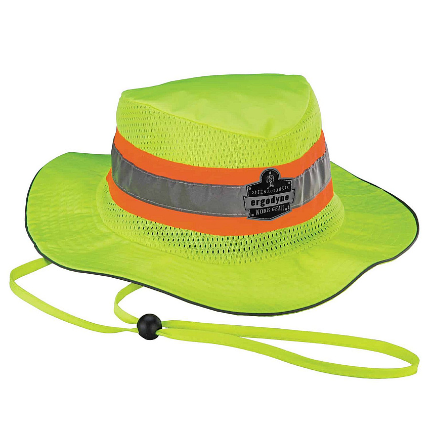 ergodyne Chill-Its 8935MF Hi-Vis Microfiber Ranger Sun Hat, Polyester/Microfiber, 2X-Large/3X-Large, Lime (EGO12594)