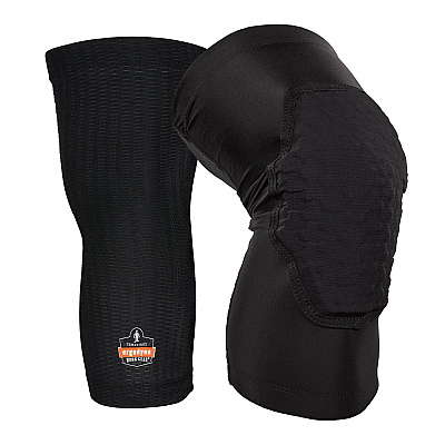ergodyne Proflex 525 Lightweight Padded Knee Sleeves, Slip-On, X-Large+, Black, Pair (EGO18528)