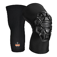 ergodyne ProFlex 550 Padded Knee Sleeves with 3-Layer Foam Cap, Slip-On, Medium/Large, Black, Pair (EGO18551)