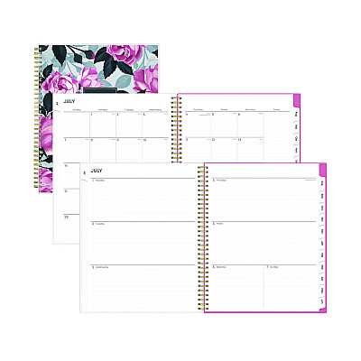 Blue Sky Roosevelt Pink Academic Weekly/Monthly Planner, Floral Artwork, 11" x 8.5", Pink/Gray Cover, 12-Month (July-June): 2025-2026 (128691)