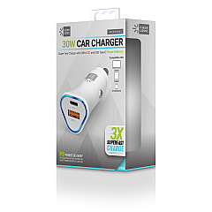 ByTech PD Car Charger, 30 W, Two 3 A Ports, White (BTHCLPDV3101WT)