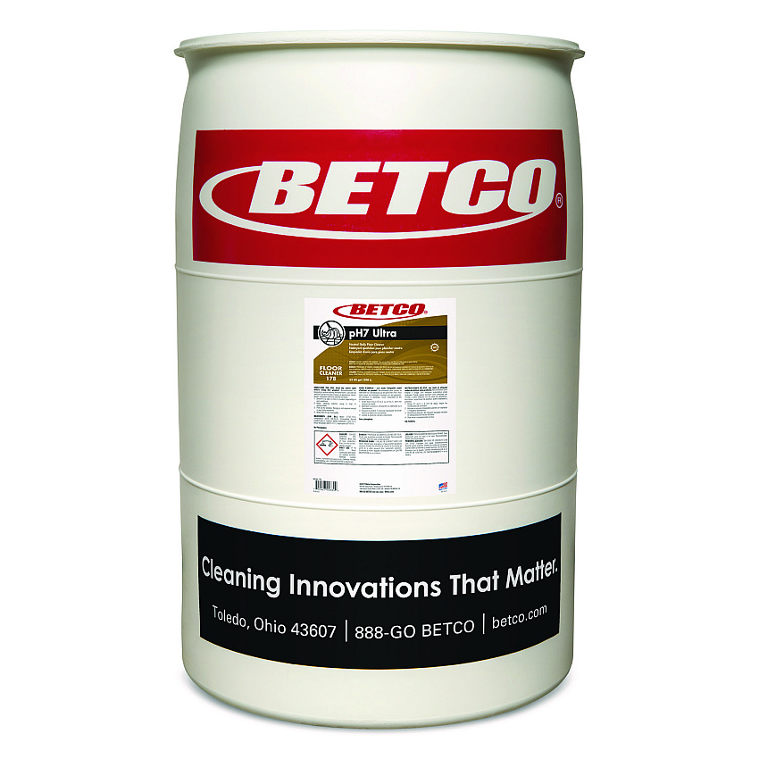 Betco pH7 Ultra Floor Cleaner, Lemon Scent, 55 gal Drum (BET1785500)