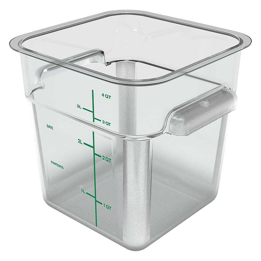Carlisle Squares Polycarbonate Food Storage Container, 4 qt, 7.13 x 7.13 x 7.29, Clear, Plastic (CFS1195107)