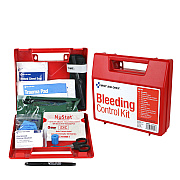 First Aid Only Bleeding Control Wall Station Single Kit - Deluxe, 14 Pieces, Plastic Case (91309)