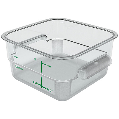Carlisle Squares Polycarbonate Food Storage Container, 2 qt,  7.13 x 7.13 x  3.8, Clear, Plastic (CFS1195007)