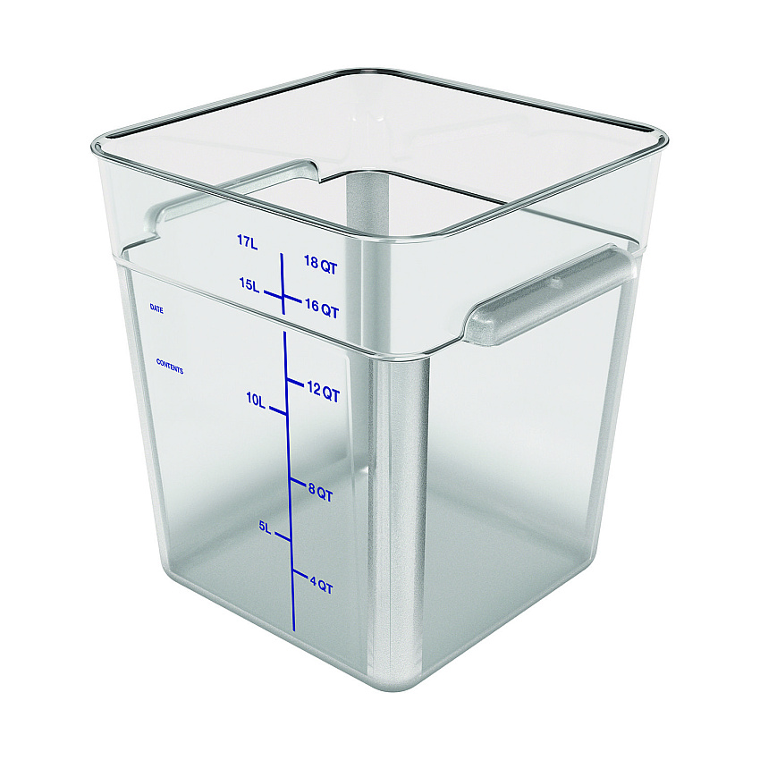 Carlisle Squares Polycarbonate Food Storage Container, 6 qt, 8.75 x 8.75 x 7.31, Clear, Plastic (CFS1195207)