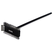 Carlisle Sparta Broiler Master Grill Brush and Scraper with Handle, Metal Bristles, 30.5" Black Wood Handle (CFS4029000)