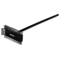 Carlisle Sparta Broiler Master Grill Brush and Scraper with Handle, Metal Bristles, 30.5" Black Wood Handle (CFS4029000)