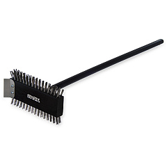 Carlisle Sparta Broiler Master Grill Brush and Scraper with Handle, Metal Bristles, 30.5" Black Wood Handle (CFS4029000)