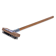 Carlisle Sparta Broiler Master Grill Brush and Scraper with Handle, Metal Bristles, 30", Natural Wood Handle (CFS36372500)