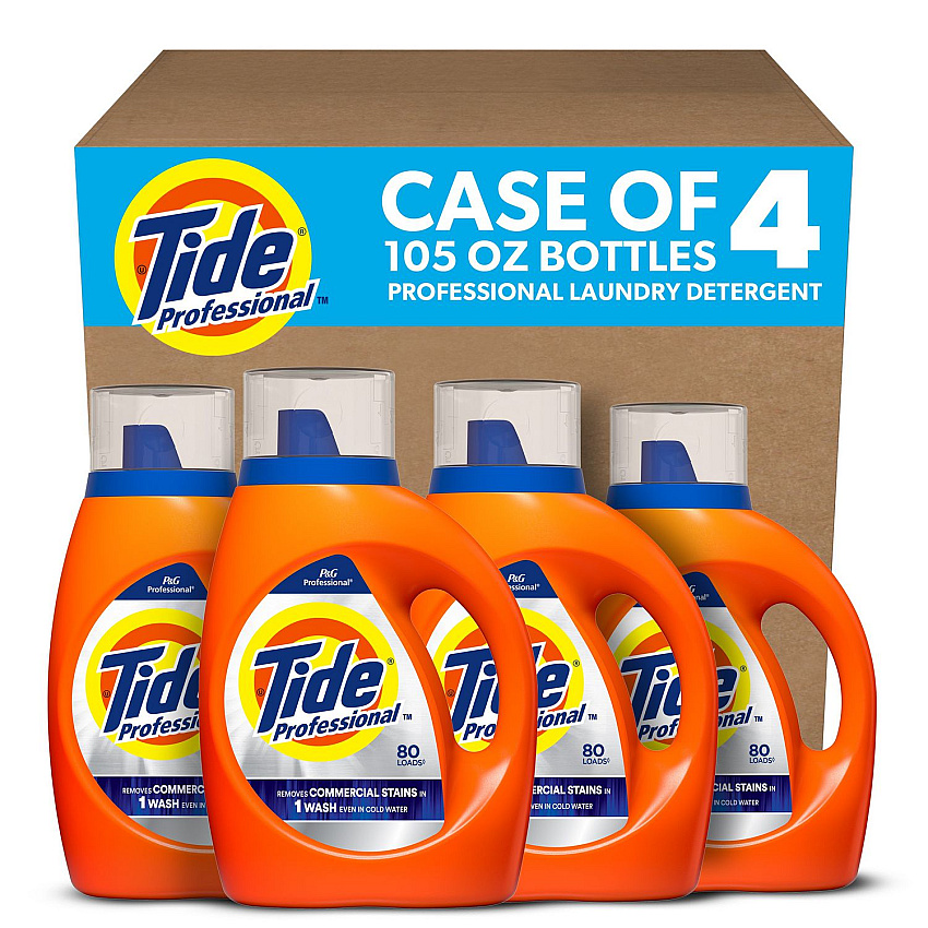 Tide Professional Commercial Liquid Laundry Detergent, 105 oz Pour Bottle, 4/Carton (PGC14116)