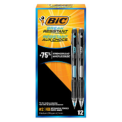 BIC Break-Resistant Mechanical Pencils with Erasers, 0.7 mm, HB (#2), Black Lead, Assorted Barrel Colors, Dozen (BICMV7PR11)