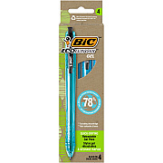 BIC Ecolutions Gel Pen, Retractable, Medium 1 mm, Black Ink, Blue Barrel, 4/Pack (BICRGLE4BK)