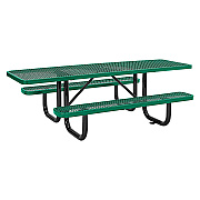Global Industrial ADA Compliant Expanded Steel Picnic Table, Rectangular, 96 x 60 x 21.5, Green Top and Base (GBE695289GN)