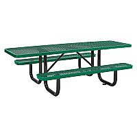 Global Industrial ADA Compliant Expanded Steel Picnic Table, Rectangular, 96 x 60 x 21.5, Green Top and Base (GBE695289GN)