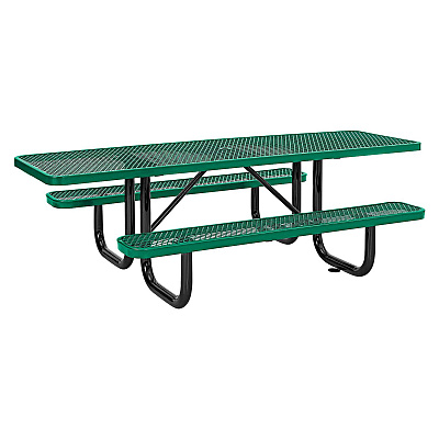 Global Industrial ADA Compliant Expanded Steel Picnic Table, Rectangular, 96 x 60 x 21.5, Green Top and Base (GBE695289GN)