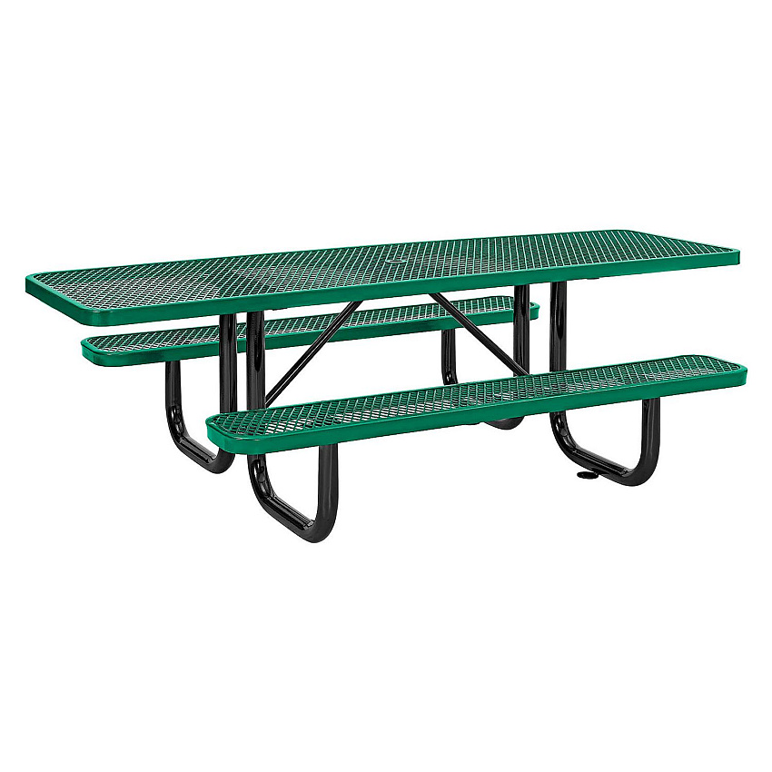 Global Industrial ADA Compliant Expanded Steel Picnic Table, Rectangular, 96 x 60 x 21.5, Green Top and Base (GBE695289GN)