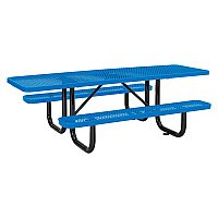 Global Industrial ADA Compliant Expanded Steel Picnic Table, Rectangular, 96 x 60 x 29.5, Blue Top and Base (GBE695289BL)