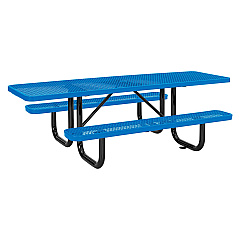Global Industrial ADA Compliant Expanded Steel Picnic Table, Rectangular, 96 x 60 x 29.5, Blue Top and Base (GBE695289BL)