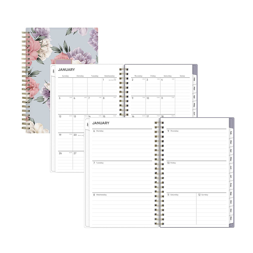 Blue Sky Tula Weekly/Monthly Planner, Floral Artwork, 8" x 5", Purple/Pink/White Cover, 12-Month (Jan to Dec): 2026 (143974)