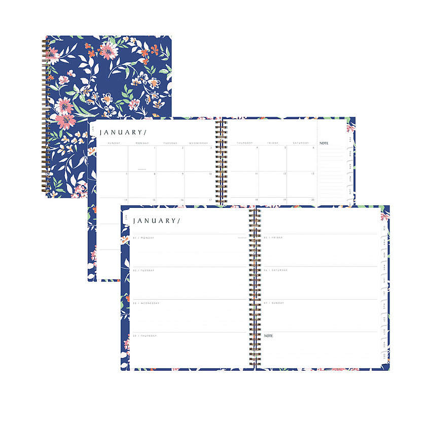 Blue Sky One Tree Planted Effie Weekly/Monthly Planner, Floral Artwork, 11" x 8.5", Blue/Peach/Green Cover, 12-Month (Jan-Dec): 2026 (138325)