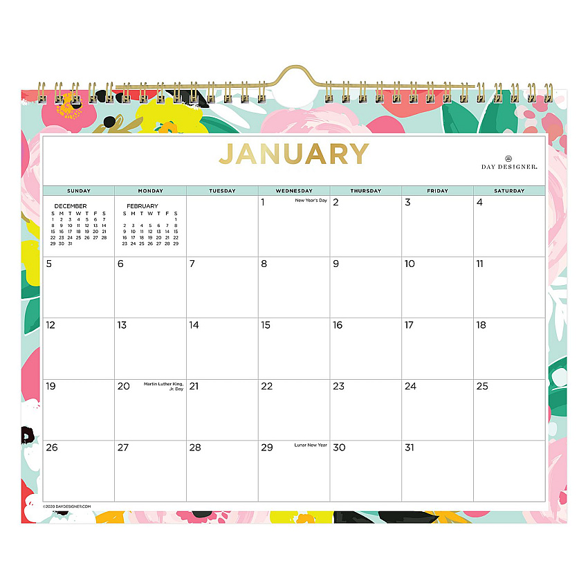 Blue Sky Day Designer Secret Garden Mint Monthly Wall Calendar, Floral Artwork, 11 x 8.75, Multicolor Sheets, 12-Month (Jan-Dec): 2026 (148632)
