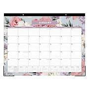 Blue Sky Tula Monthly Desk Pad Calendar, Floral Artwork, 22" x 17", White/Purple/Pink Sheets, Black Headband, 12-Month (Jan-Dec): 2026 (144086)