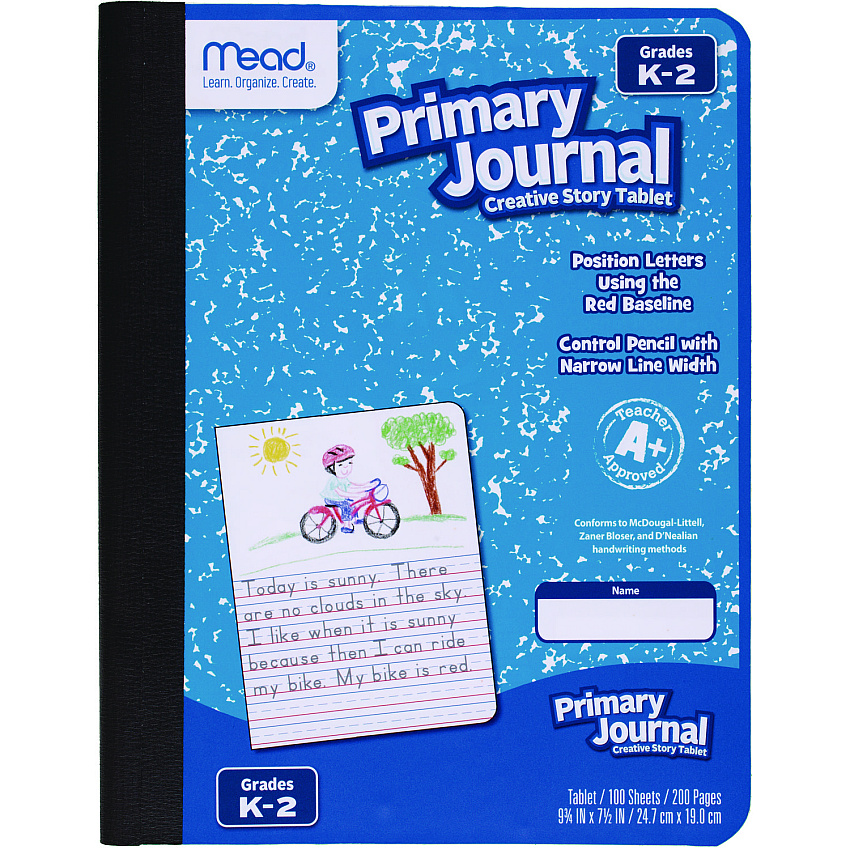 Mead Primary Journal Half Page Ruled, Blue Marble Cover, Primary Rule, (100) 9.75 x 7.5 Sheets (MEA9554)