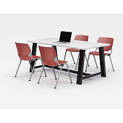 KFI Studios Midtown Dining Table with Four Coral Kool Series Chairs, 36 x 72 x 30, Designer White (KFI840031900340)