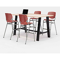 KFI Studios Midtown Bistro Dining Table with Four Coral Kool Barstools, 36 x 72 x 41, Kensington Maple (KFI840031900838)