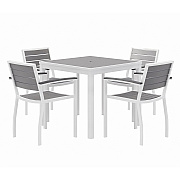 KFI Studios Eveleen Outdoor Patio Table with Four Gray Powder-Coated Polymer Chairs, 32" Square, Gray (KFI840031918550)