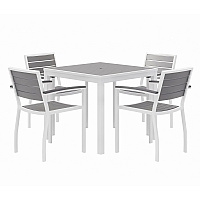 KFI Studios Eveleen Outdoor Patio Table with Four Gray Powder-Coated Polymer Chairs, 32" Square, Gray (KFI840031918550)