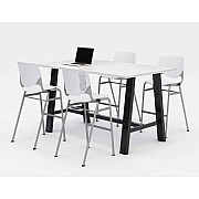 KFI Studios Midtown Bistro Dining Table with Four White Kool Barstools, 36 x 72 x 41, Designer White (KFI840031900562)